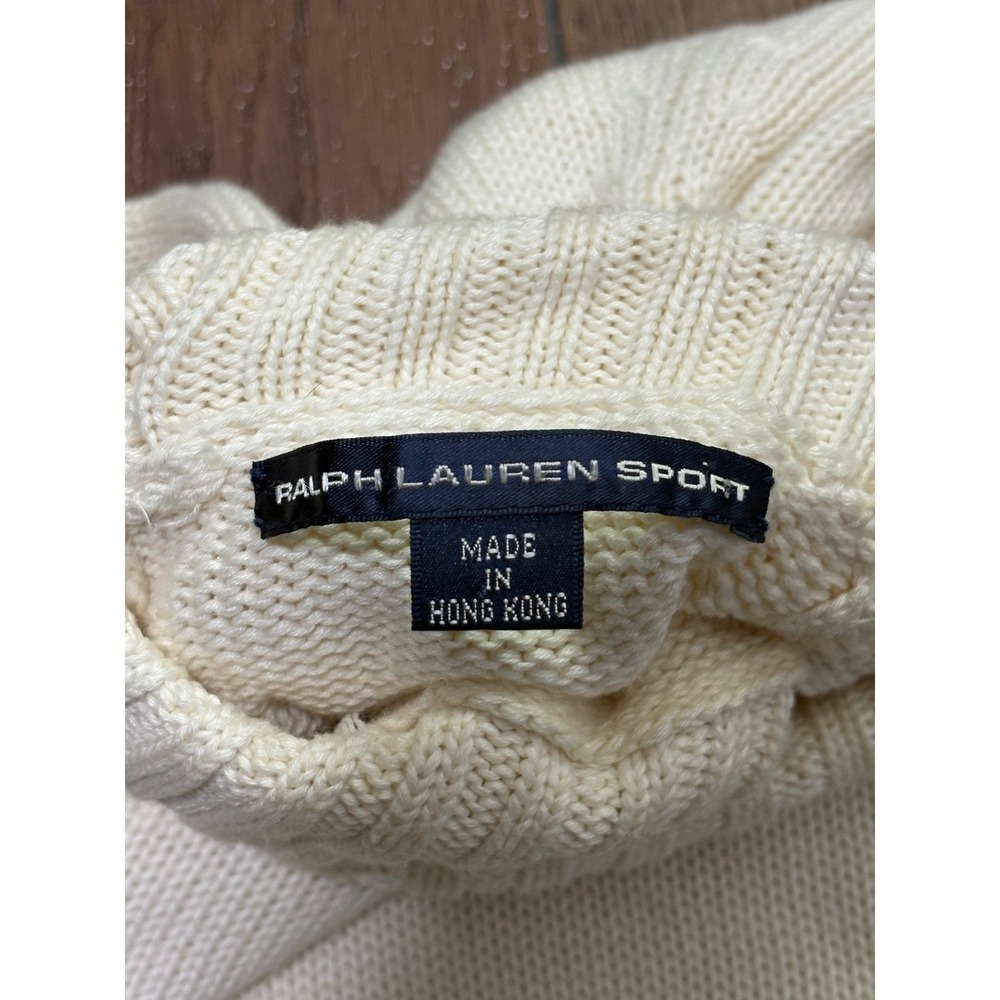 Vintage Ralph Lauren Cream Cotton Turtleneck Short Sleeve Sweater S Old Money - Picture 3 of 8